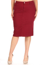 Load image into Gallery viewer, Anna Twill Denim Skirt in Burgundy
