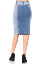 Load image into Gallery viewer, Celeste Denim Skirt two tone in Light Wash - FINAL SALE
