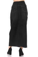 Load image into Gallery viewer, Alexa Denim Long Skirt in Black -FINAL SALE
