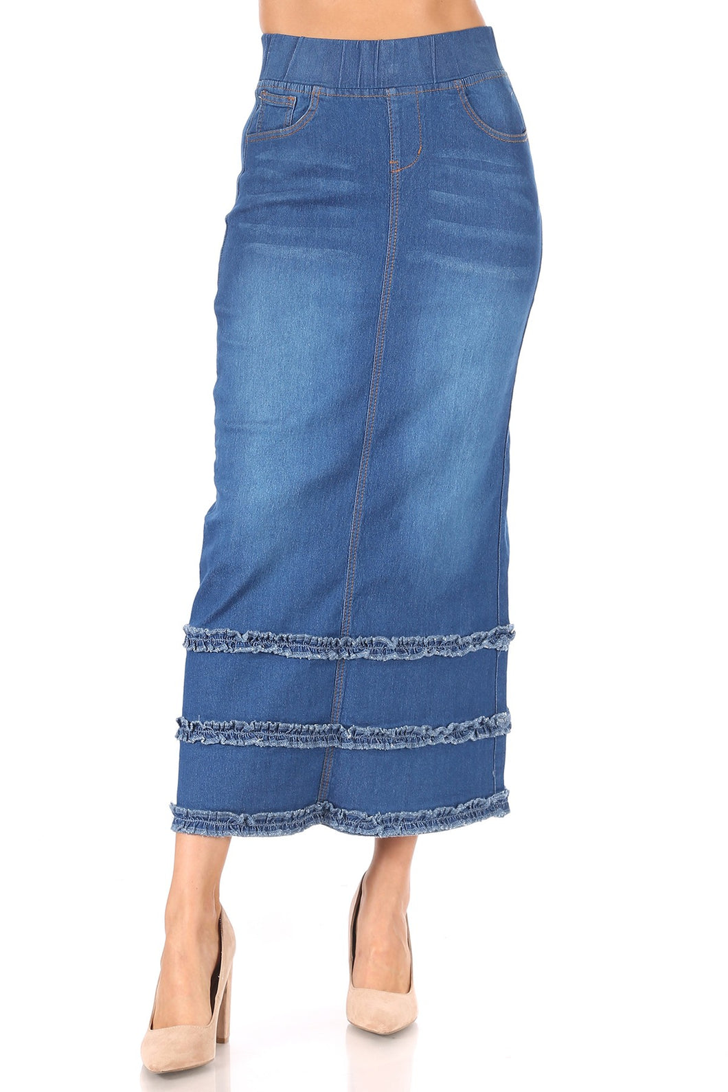 Amanda Denim Long Skirt in Indigo - FINAL SALE