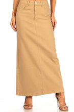 Load image into Gallery viewer, Anna Long Twill Skirt in Khaki

