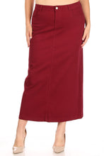 Load image into Gallery viewer, Anna Long Twill Skirt in Burgundy
