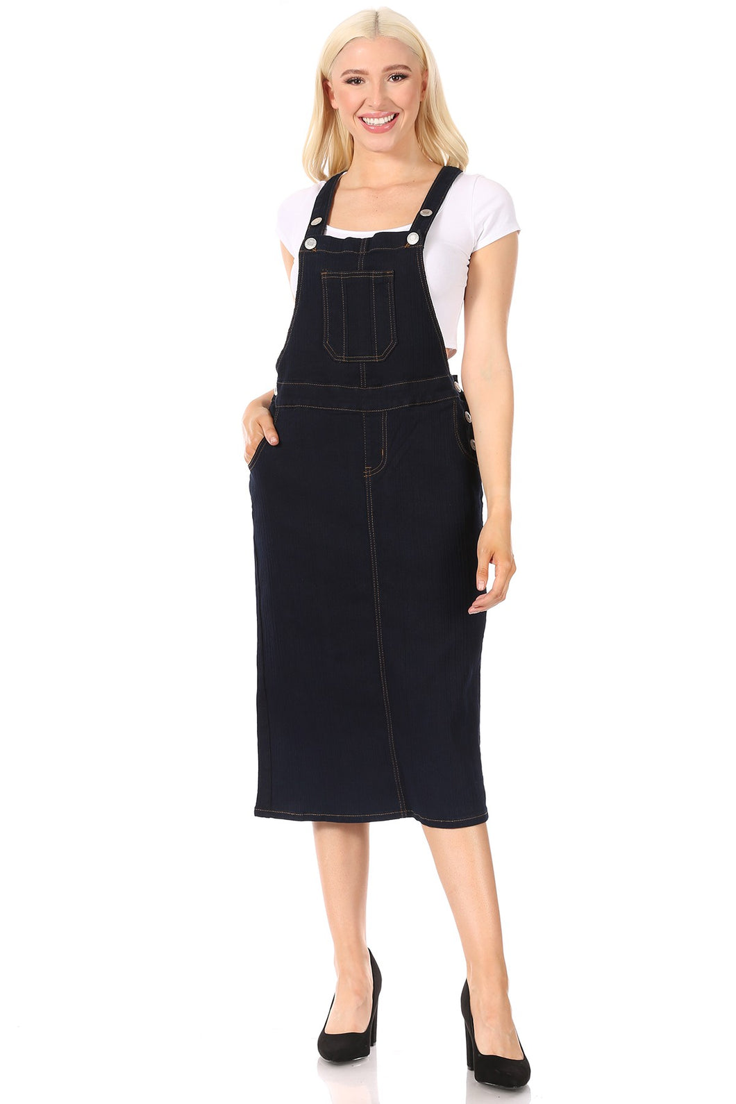 Ada Denim Overall Skirt (Dk Indigo)