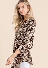 Load image into Gallery viewer, Animal Print Banded V-Neck Top in Taupe
