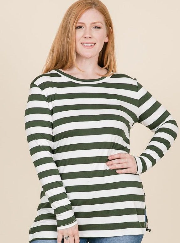 Black & White Striped Tunic (Plus sizes)