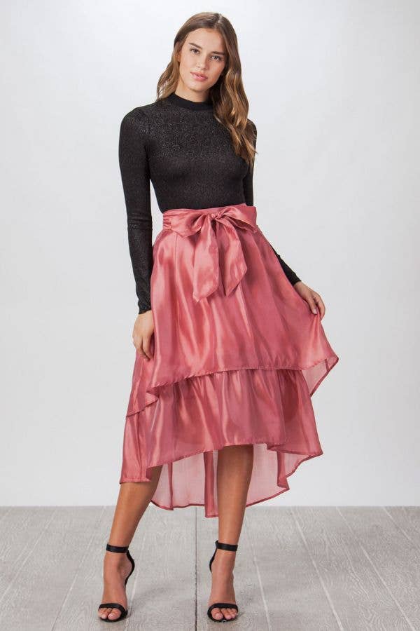 Woven Midi Skirt  (Desert Rose)