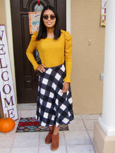 Load image into Gallery viewer, Black &amp; White Buffalo Plaid Skirt
