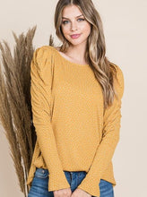 Load image into Gallery viewer, Swiss Dotted Long Sleeve Blouse in Mustard
