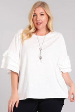 Load image into Gallery viewer, Solid Knit Ruffle Sleeve Top in White
