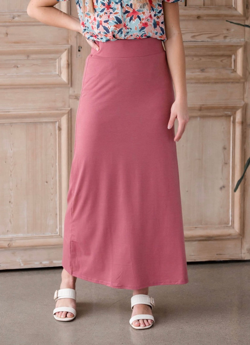 Clarise Dusty Rose Premium Knit Maxi Skirt