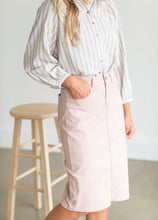 Load image into Gallery viewer, The Remi Denim Midi Skirt in Blush (2-24)
