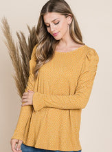 Load image into Gallery viewer, Swiss Dotted Long Sleeve Blouse in Mustard
