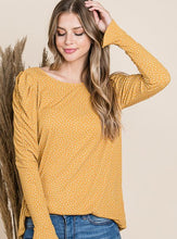 Load image into Gallery viewer, Swiss Dotted Long Sleeve Blouse in Mustard
