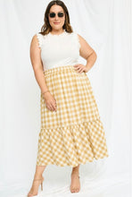 Load image into Gallery viewer, Checkered Ruffle Tiered Skirt in Mustard Yellow
