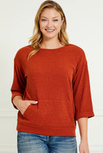 Load image into Gallery viewer, Ribbed Front Pocket Sweater in Rust
