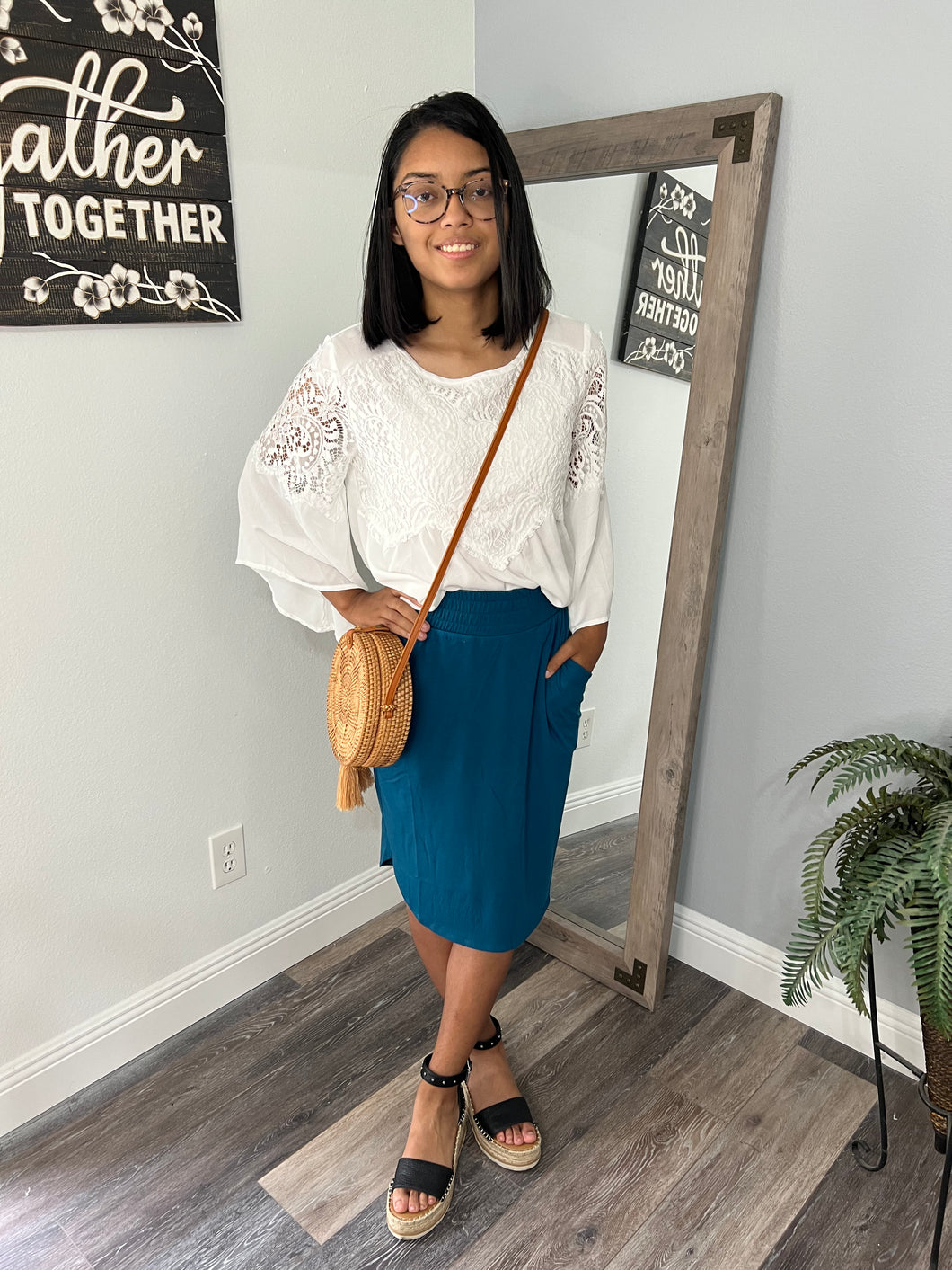 Comfy and Chic Jogger Skirt in Teal