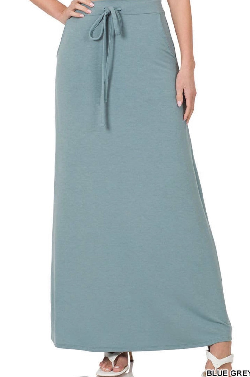 Drawstring Skirt in Grey-Blue