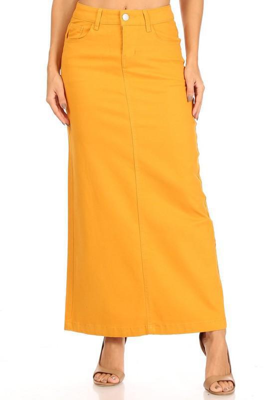 Anna Long Twill Skirt in Mustard (FINAL SALE)